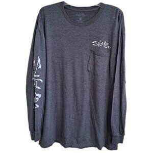 Salt Life Men's XL Long Sleeve Dark Gray  Shirt "Hook, Line & Sinker"